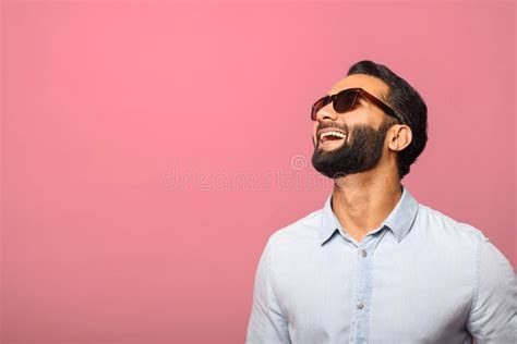 Happy Indian Man In Sunglasses Laughing Toothy Carefree Hispanic Guy