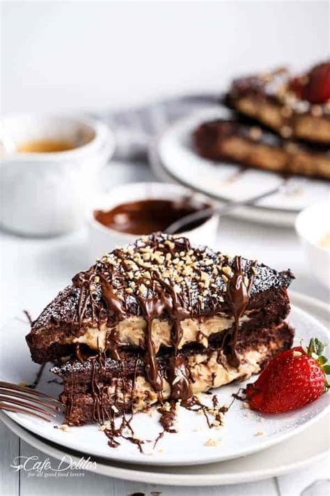 Peanut Butter Cheesecake Stuffed Chocolate Brownie French Toasts Cafe