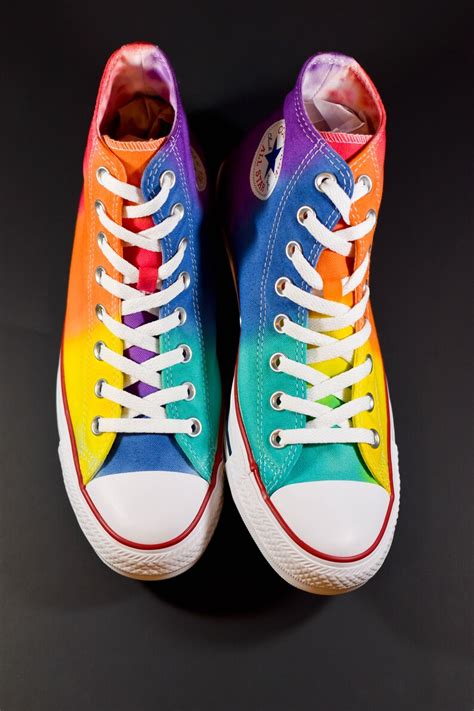 Custom Dyed Asymmetrical Neon Rainbow Converse All Star High Etsy