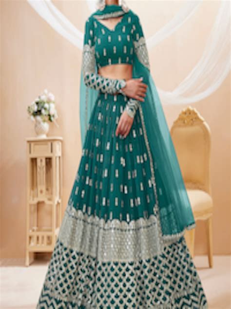 Buy FABPIXEL Embroidered Sequinned Semi Stitched Lehenga Unstitched