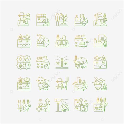 Conjunto De Iconos De Vector Lineal De Gradiente Relacionado Con La Agricultura Clipart De Arte