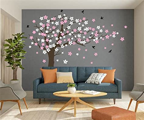 Large Cherry Blossom Tree Blowing In The Wind Tree Wall Decals Wall