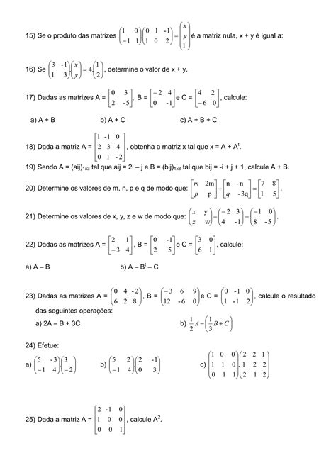 Matrizes e determinantes exercícios PDF Download Gratuito