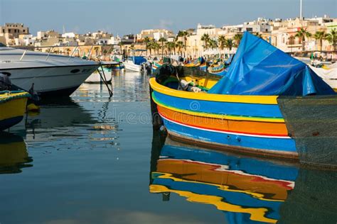 Marsaxlokk Fishing Village Harbor With Boats Editorial Photo Image Of