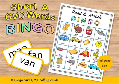 Bingo Game Printable Cvc Word Activities For Kids Preschool