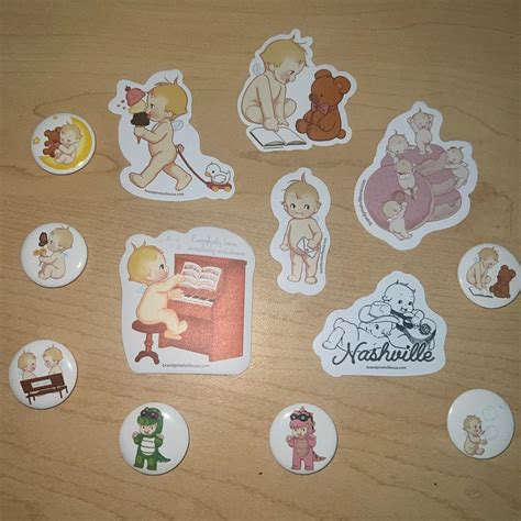 Pack Of Brandy Melville Baby Stickers And Pins Depop