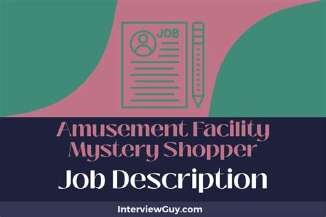 Amusement Facility Mystery Shopper Job Description Updated For