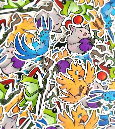 Final Fantasy Vinyl Stickers Chocobo Moogle Carbuncle Poro Roggo