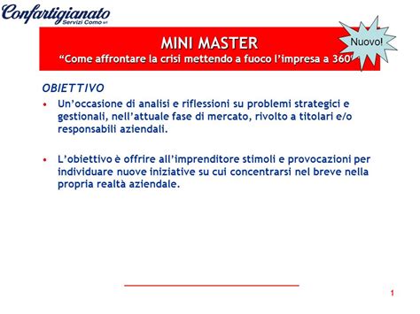 Mini Master Come Affrontare La Crisi Mettendo A Fuoco Limpresa A 360° Obiettivo Unoccasione Di