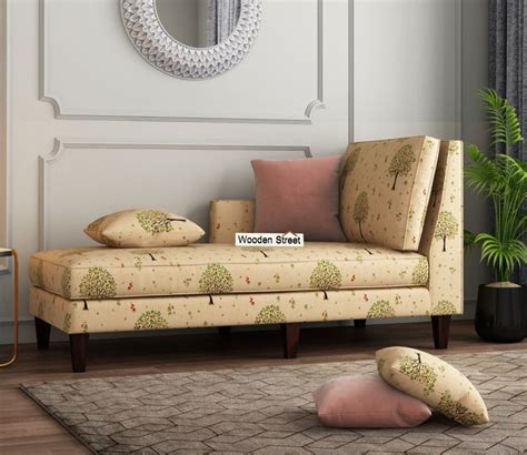 Pollock Chaise Lounge Cream Fabric Sofa Bed Chair With Storage