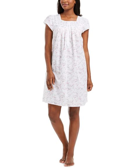 Miss Elaine Cotton Floral Print Nightgown Macys