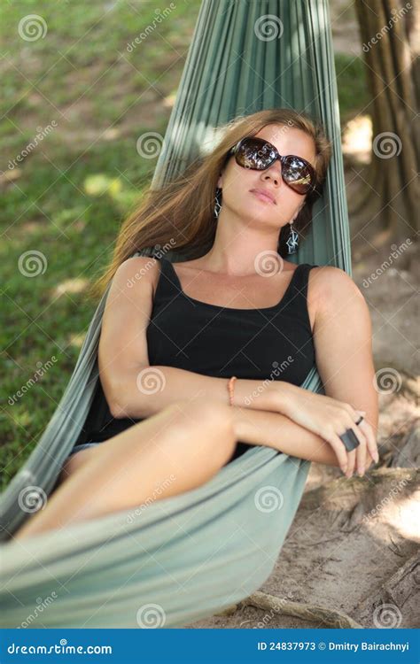 Woman In Hammock Stock Image Image Of Female Beautiful 24837973