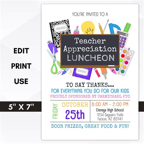 Fun Teacher Appreciation Luncheon Invite Simple Desert Designs