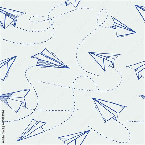 Seamless pattern of Paper airplanes on paper background Stock Vector ...