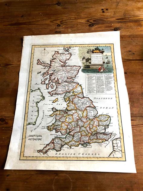 Antique Original Copper Plate Map Of Britain Circa 1770 Hobbies And Toys