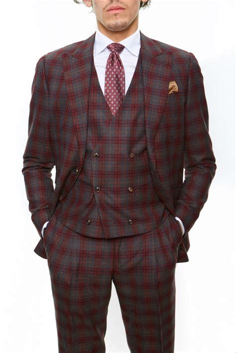 Menss Brick And Green Plaid Suit Gentleman Style Giorgenti Custom