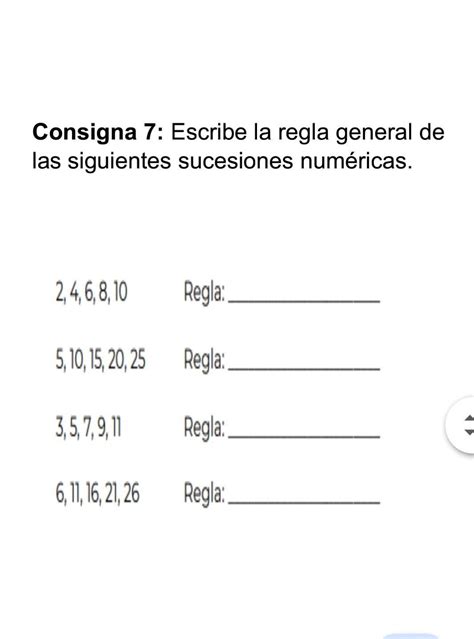 Consigna 7 Escribe La Regla General De Las Siguientes Sucesiones