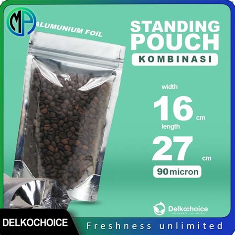 Jual Standing Pouch Alumunium Foil Silver Kombinasi Ziplock Plastik