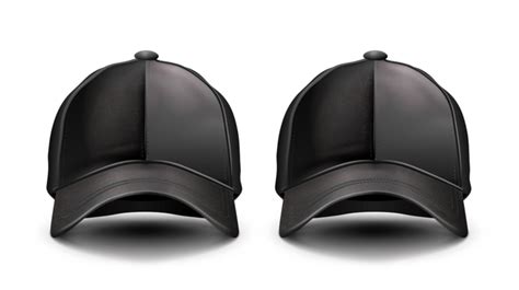 Baseball Cap Black Templates Front Views Isolated On White Background