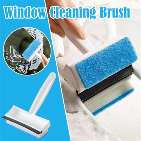 Glass Cleaning Brush Double Sided Window Sponge Handle Brush Window Glass Tile Tool Brush Wiper