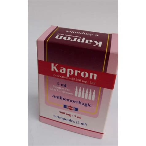 Kapron ( tranexamic acid 500 mg / 5 ml ) 6 ampoules for slow I.V injection