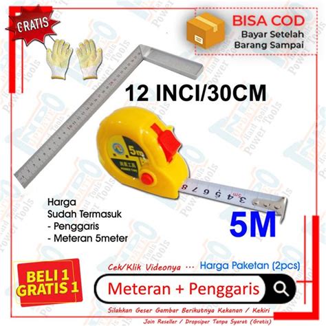 Jual Siku Meter Penggaris Tukang Stainless Steel Besi Cm Meteran Roll