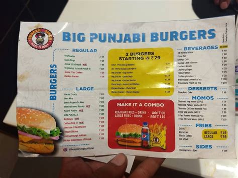 Menu At Burger Singh Gandhidham Plot No 15