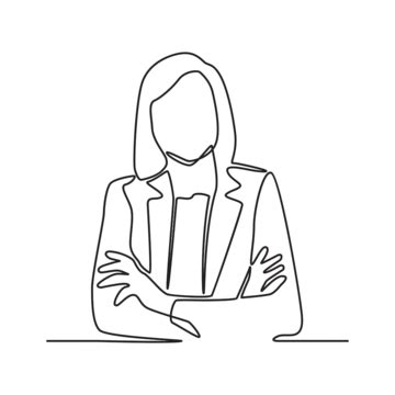 Business Woman Office Work Employee Concept Continuous Line Drawing Illustration, Business ...