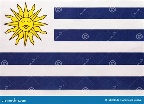 Uruguay National Fabric Flag Textile Background Symbol Of