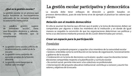 La gestión escolar participativa y democrática Madelyn