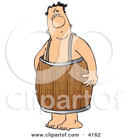 Naked Man Wearing A Wooden Barrel Around His Waist Clipart By Djart 4162