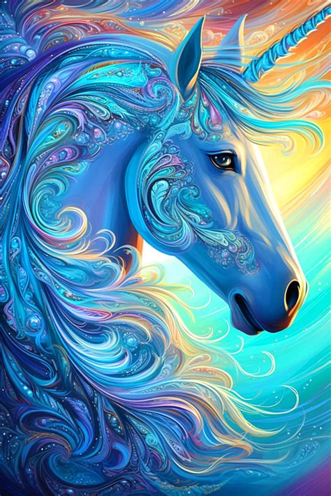 5d Diamond Painting Blue Green Unicorn Kit In 2024 Unicorn Artwork