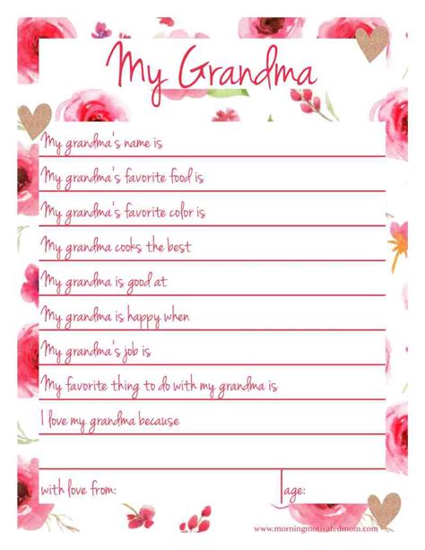 All About My Grandma Printable Printable Word Searches