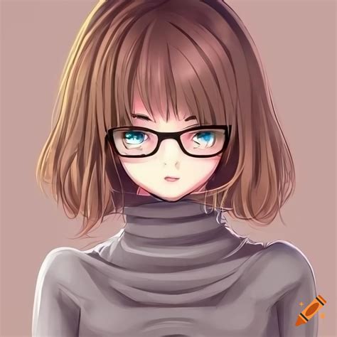 Cute Anime Girl With Glasses And Brown Hair On Craiyon