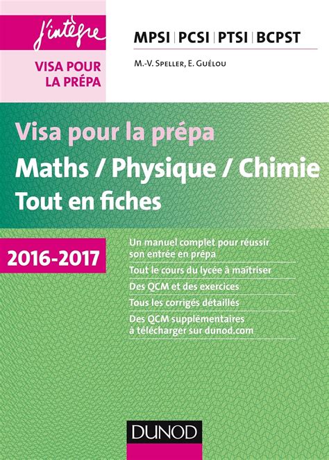 Visa Pour La Pr Pa Maths Physique Chimie Tout En Fiches Mpsi Pcsi