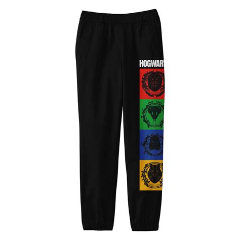 Harry Potter Hogwarts House Mascots Boy S Black Jogger Pants Xl