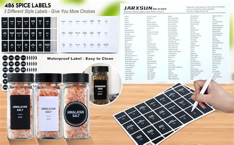 Jarxsun 4oz Black Glass Empty Spice Jars With Label 16 Pcs Spice Containers With