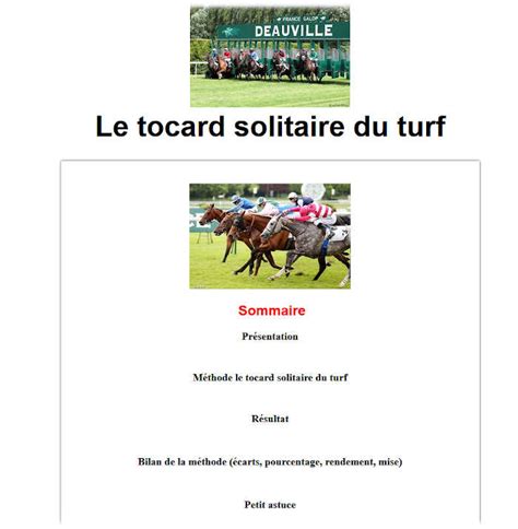 Turfiste Jeu Simple Le Tocard Solitaire Du Turf