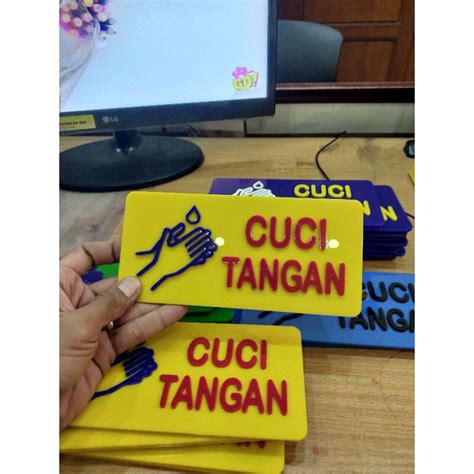 Jual Papan Nama Signboard Cuci Tangan X Cm Timbul Indonesia Shopee