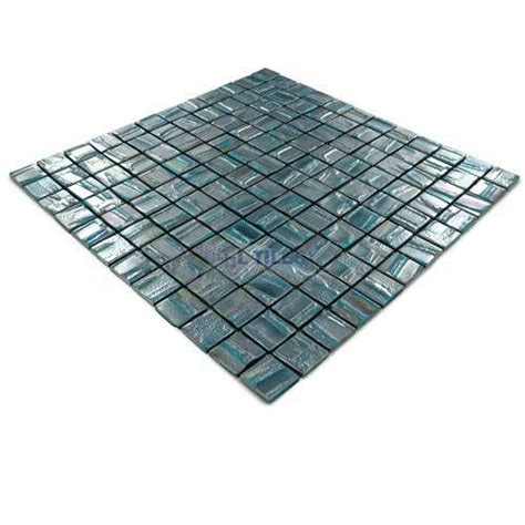 Moon Collection 1 X 1 Recycled Glass Tile On 12 3 8 X 12 3 8 Mesh Backed Sheet In Blue