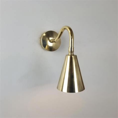 Swan Neck Brass Cone Wall Light E2 Contract Lighting UK