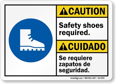 Safety Shoes Required Caution Cuidado Bilingual Sign Sku S2 0761