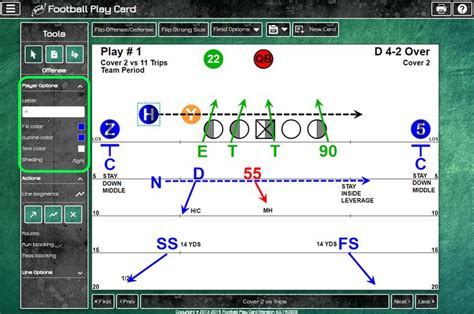 the football play card is shown with arrows pointing to different teams ...