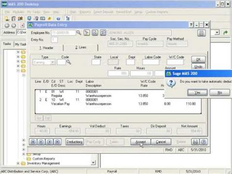 Mas Sage Processing Payroll Youtube