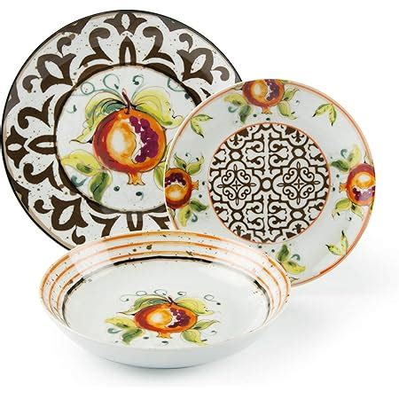 Excelsa Amalfi Servicio De Platos De Piezas Porcelana Amazon Es