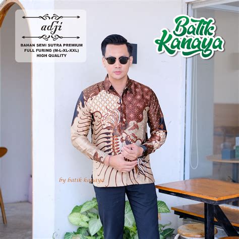 Jual Bahan Semi Sutra Premium Adji Kemeja Batik Pria Lengan Panjang