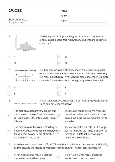 50 Statistics Worksheets For 8th Year On Quizizz Free Printable