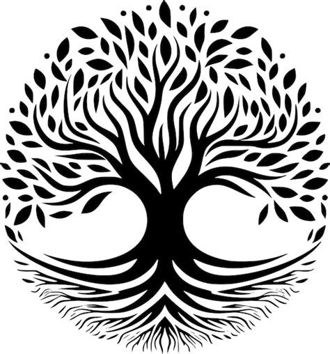 Árbol De La Vida Ilustración Vectorial En Blanco Y Negro Vector Premium