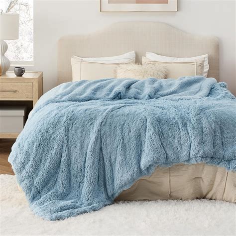 Bedsure Soft Blue King Size Blanket For Bed Fluffy Fuzzy