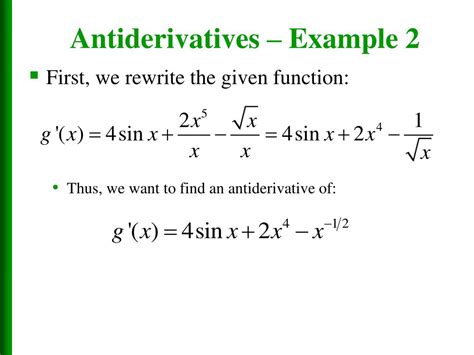PPT - Section 4.9 Antiderivatives PowerPoint Presentation, free ...